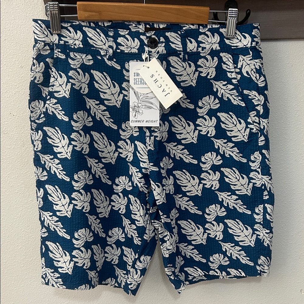 Jachs New York Blue Leaf Print seersucker Shorts size 29